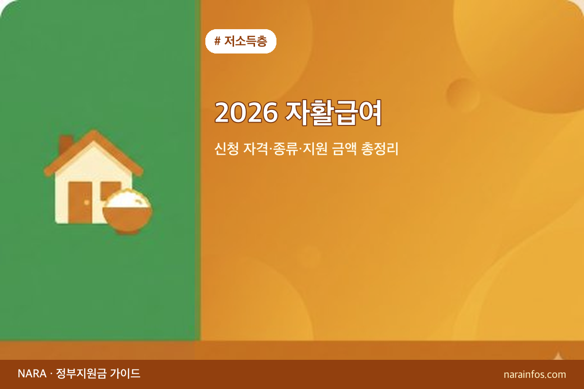 2026 자활급여 — 신청 자격·종류·지원 금액 총정리
