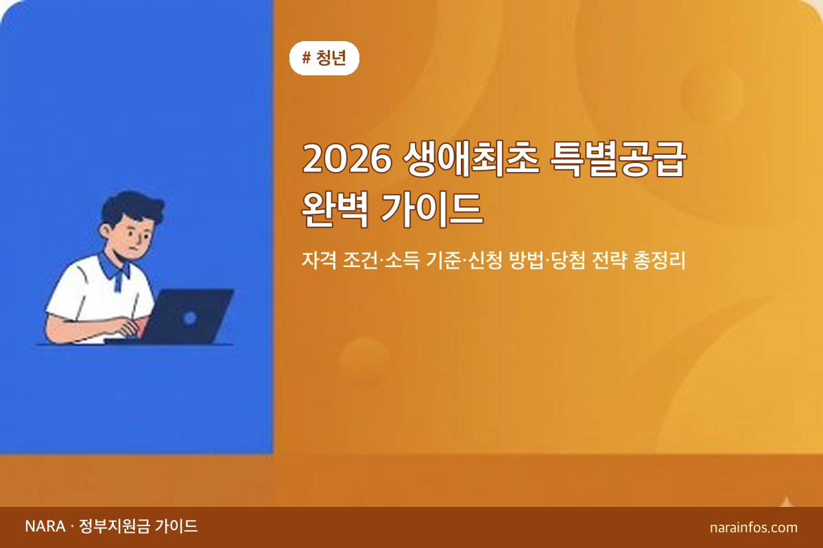 2026 생애최초 특별공급 완벽 가이드 — 자격 조건·소득 기준·신청 방법·당첨 전략 총정리